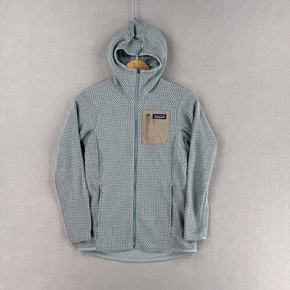 Patagonia Jacket Womens Small Blue Geometric R1 Air Full Zip Hoody Fleece Hiking